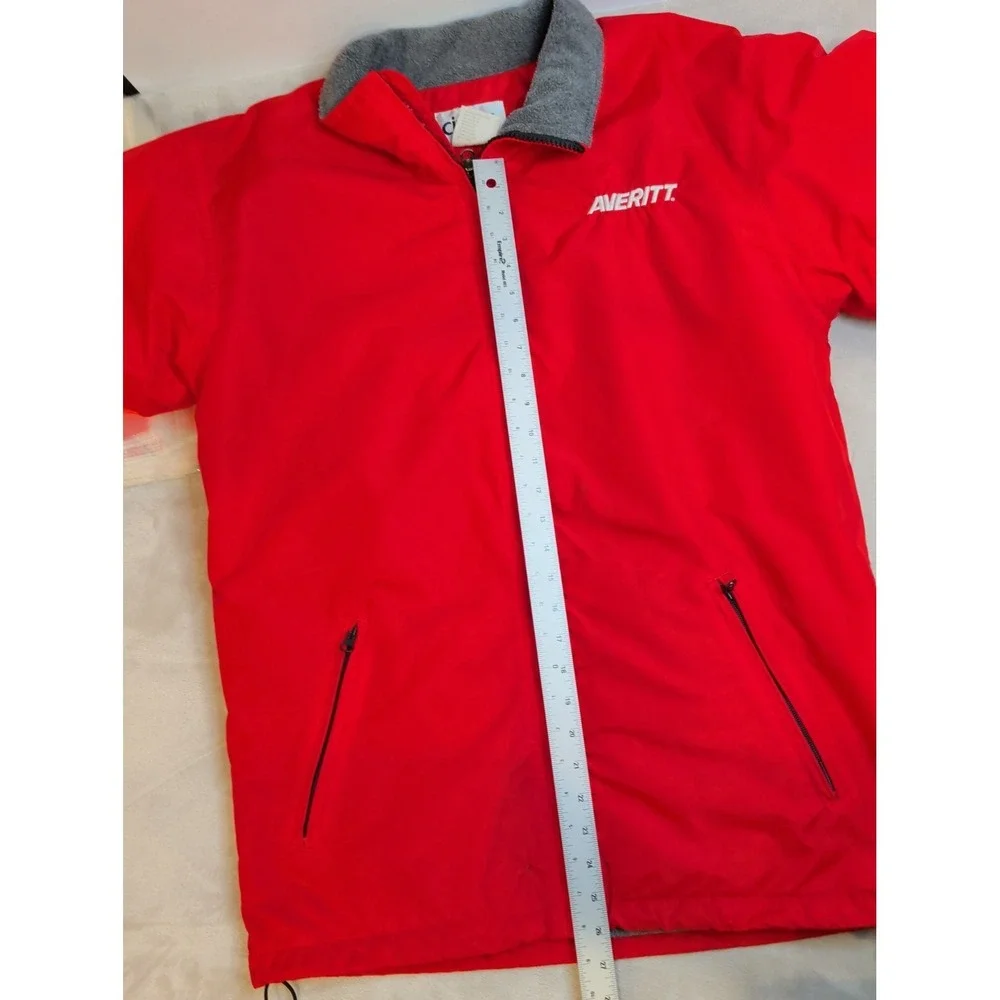 Cintas Averitt Red Jacket Mens‎ M Fleece Lined Full Zip Work Windbreaker